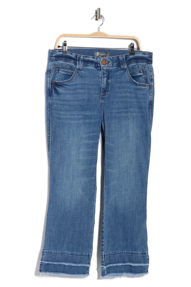 Double Layer Fray Hem Kick Flare Jeans, Alternate, color, MID BLUE ARTISANAL