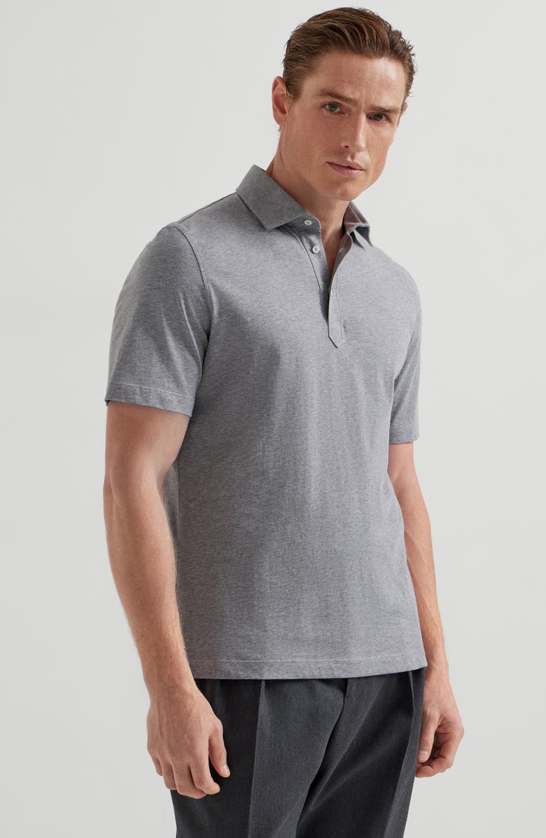 Brunello Cucinelli Polo with shirt collar, Alternate, color, Grey