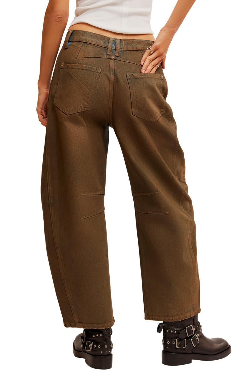 Free People Good Luck Coated High Waist Ankle Barrel Jeans, Alternate, color, New Moon