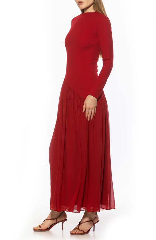 Alexia Admor Dakota Long Sleeve Gown In Burgundy