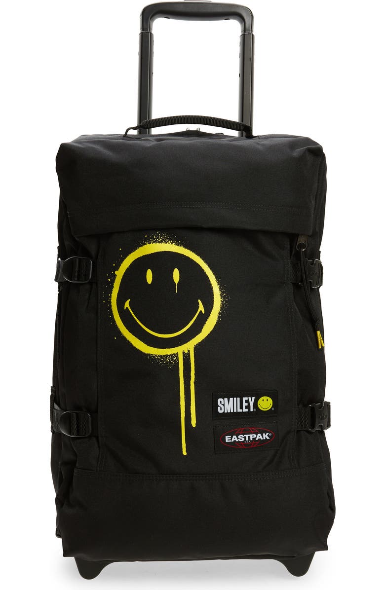 Eastpak Smiley<sup>®</sup> x Eastpak Small Tranverz 19-Inch Wheeled Carry-On Suitcase, Main, color,