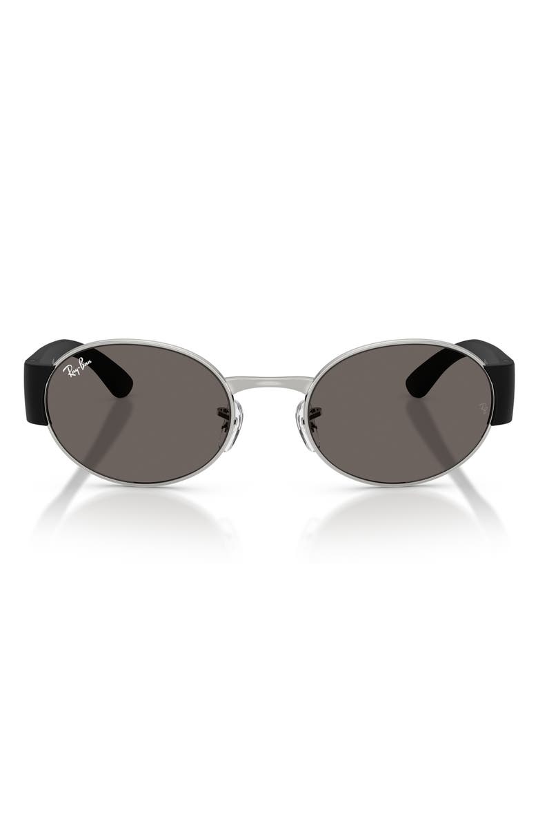 Ray-Ban 52mm Oval Sunglasses, Main, color, Silver / Dark Grey