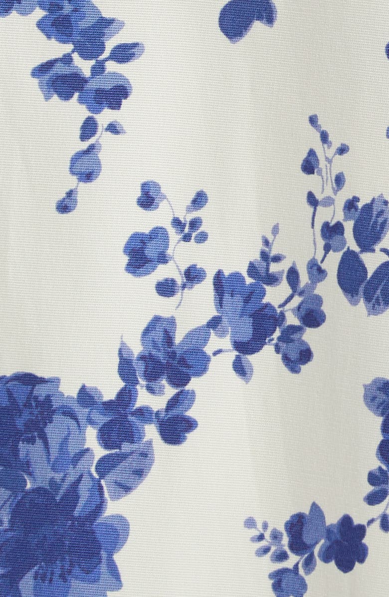 Carolina Herrera Floral Print Belted Faille Midi Dress, Alternate, color, White Multi