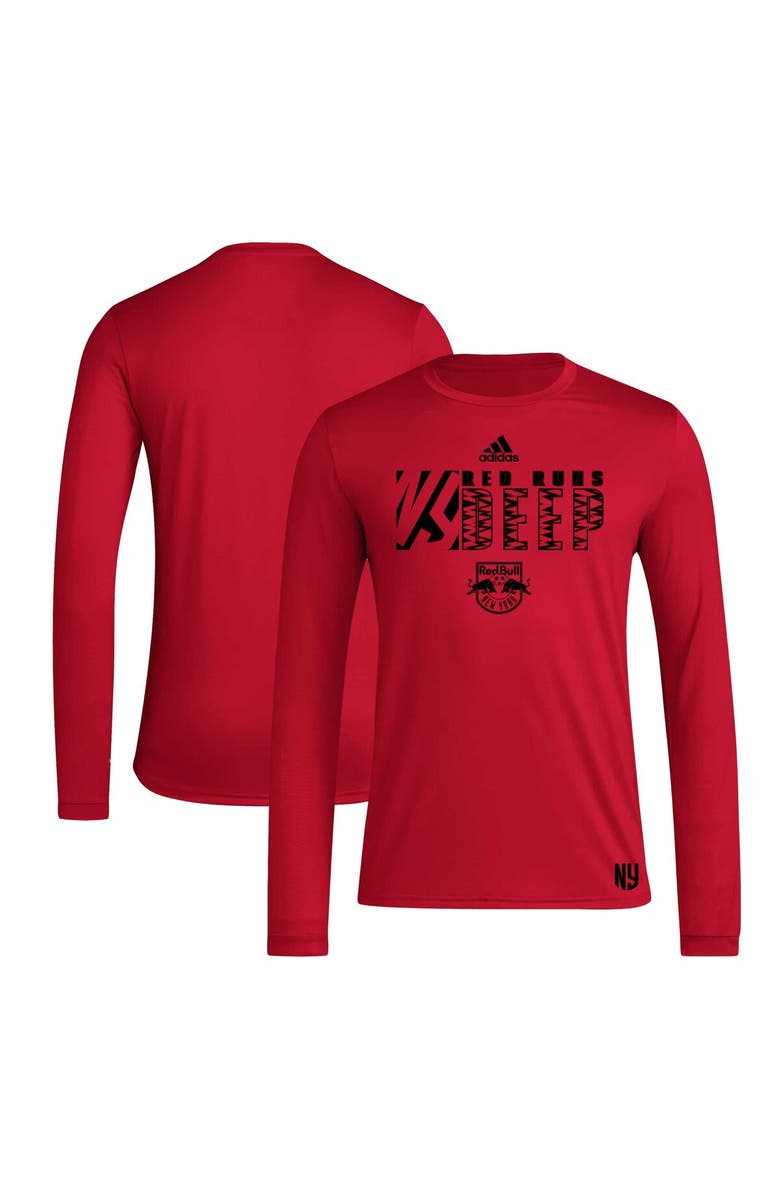 adidas Men's adidas Red New York Red Bulls 2024 Jersey Hook AEROREADY Long Sleeve T-Shirt, Alternate, color, 