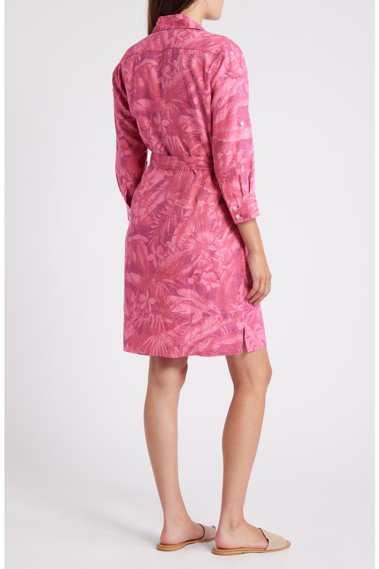 Paradise Palmera Tie Waist Shirtdress, Alternate, color, PINK PAPAYA