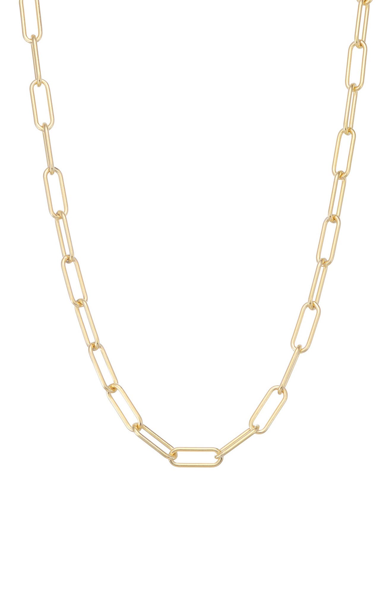 FZN 14K Gold Plated Paperclip Chain Necklace