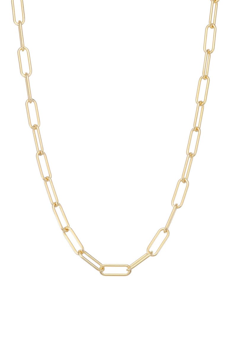 FZN 14K Gold Plated Paperclip Chain Necklace, Main, color, Yellow