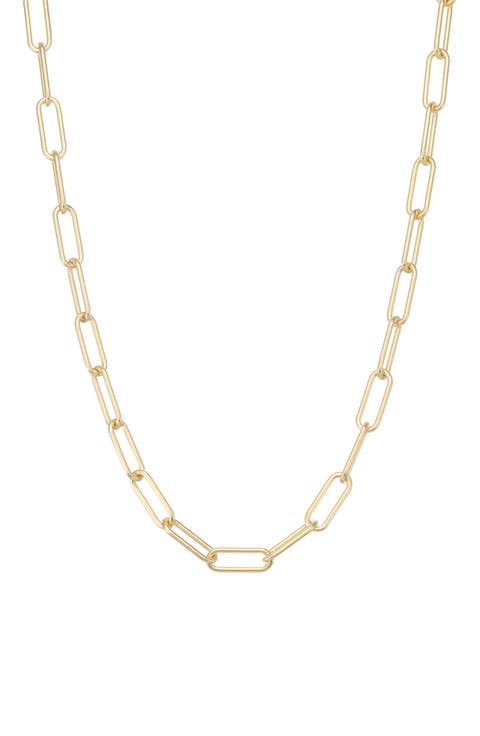 14K Gold Plated Paperclip Chain Necklace