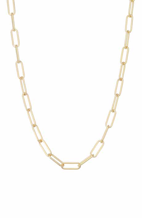 FZN 14K Gold Plated Paperclip Chain Necklace