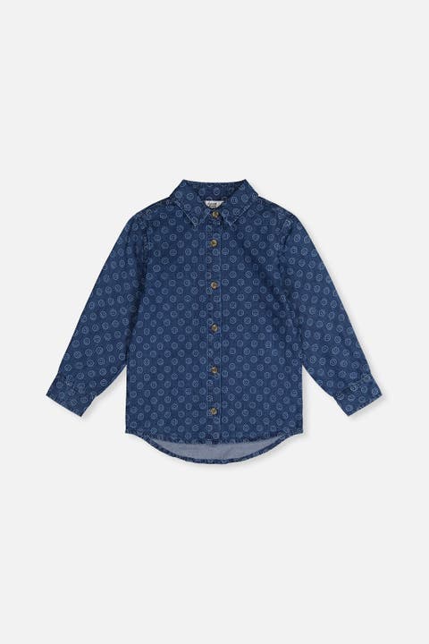 Smiley Detail Chest Pocket Chambray Shirt