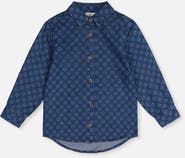 Deux par Deux Smiley Detail Chest Pocket Chambray Shirt