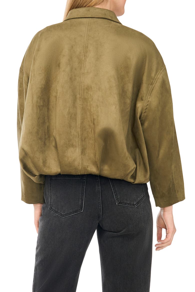 Faux Suede Bubble Bomber Jacket, Alternate, color, LUXE OLIVE