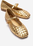 Forever & Always Shoes Yevora Leather Woven Strap Ballet Flat