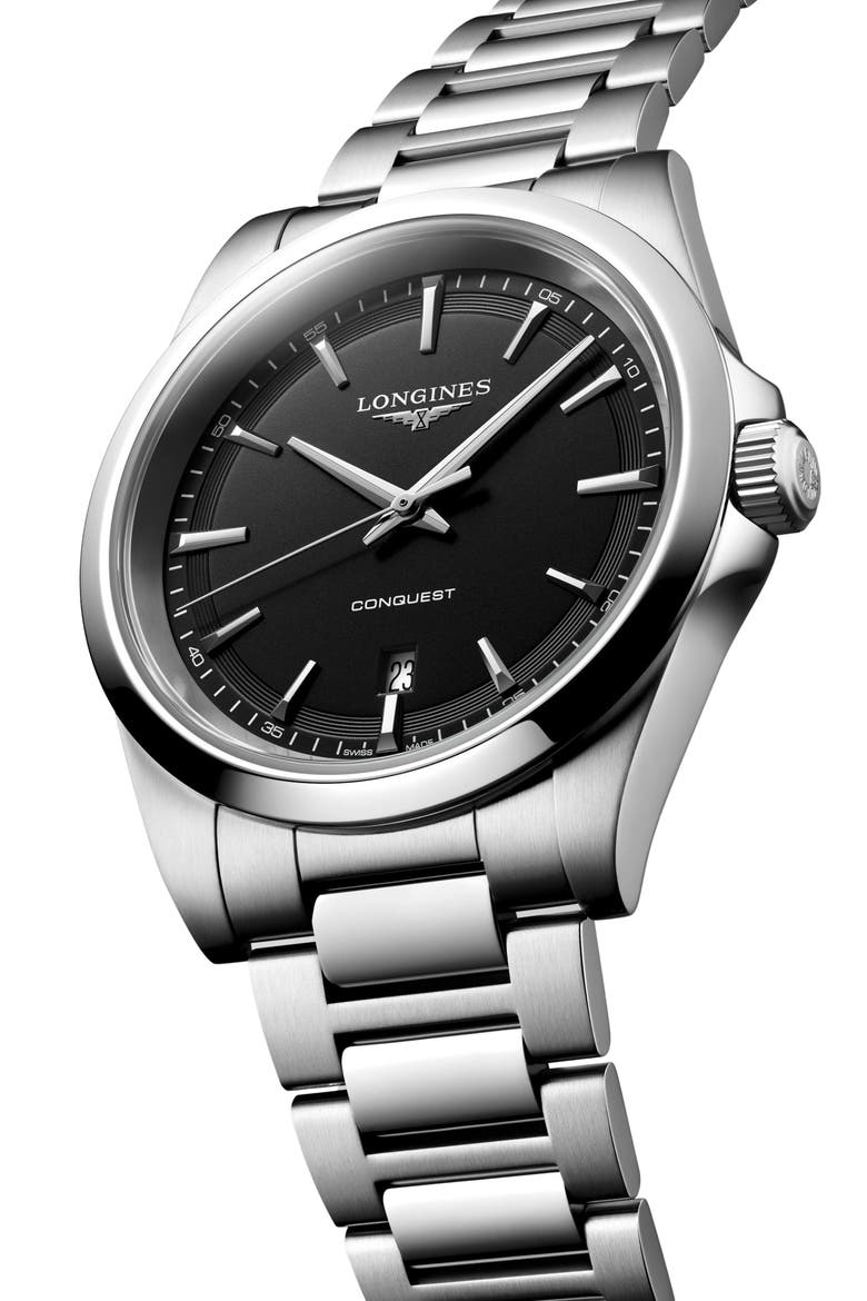 Conquest Bracelet Watch, 41mm, Alternate, color, BLACK