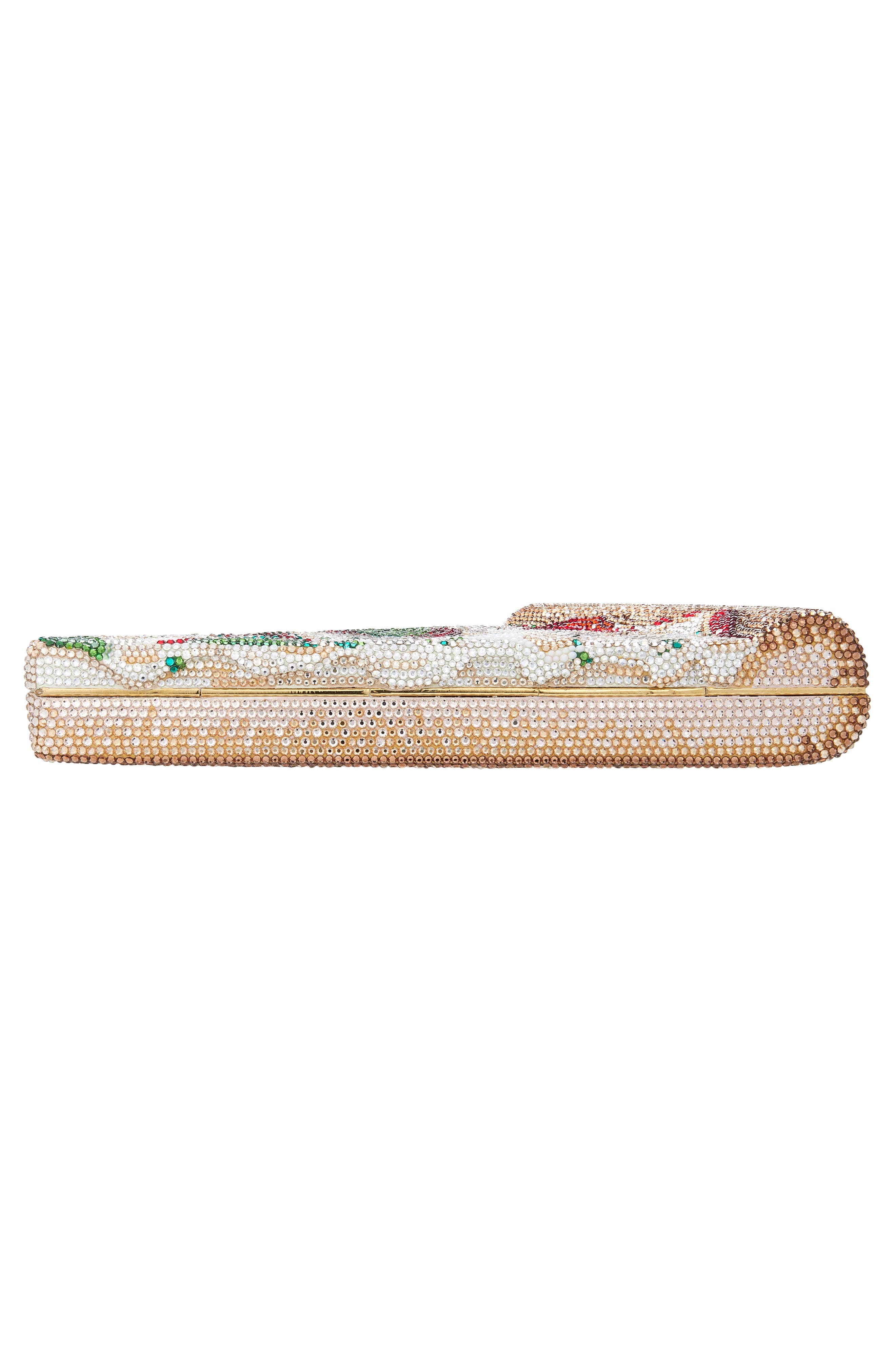 JUDITH LEIBER COUTURE Margherita Pizza Crystal Clutch, Alternate, color, Champagne White Opal Multi