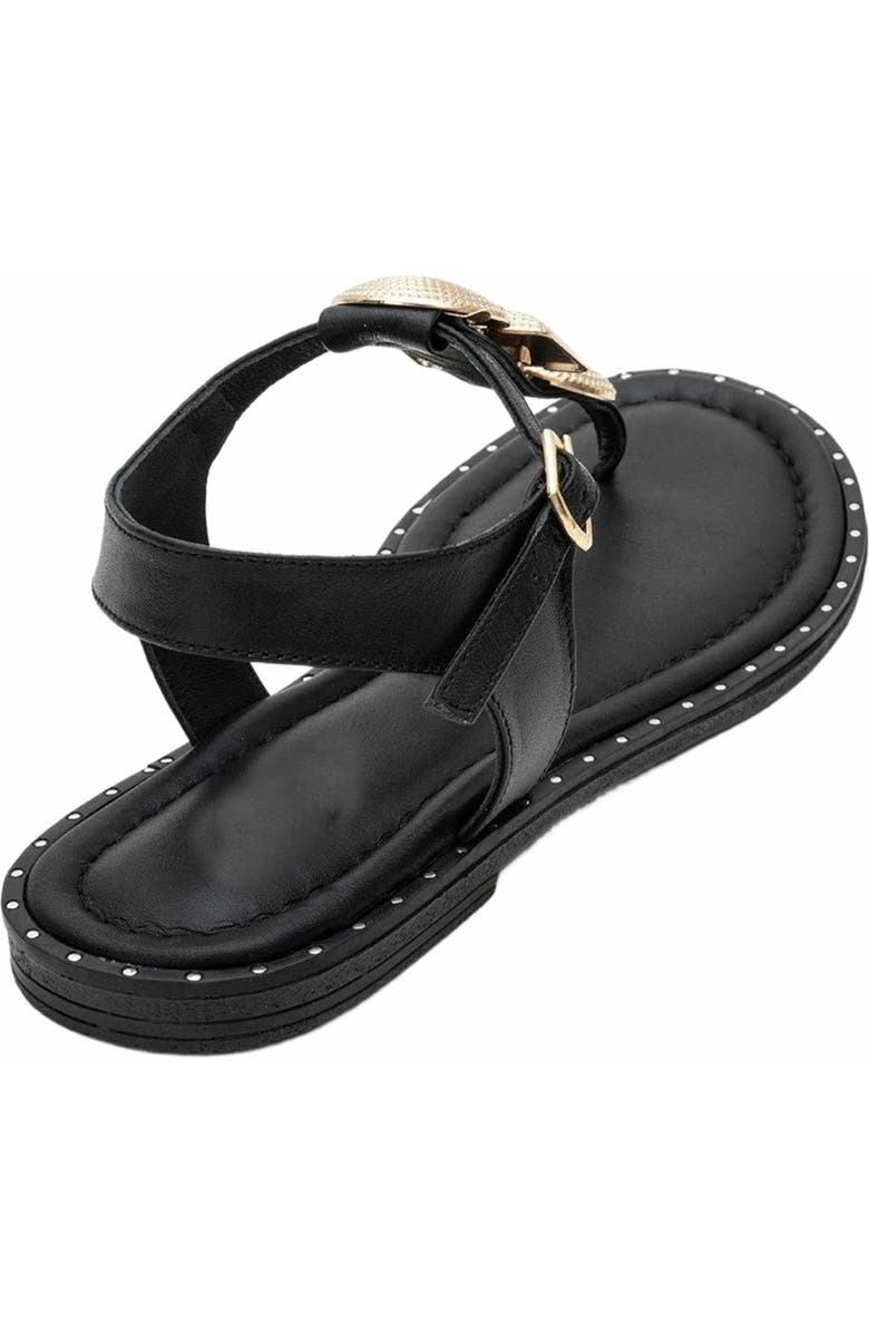 Forever & Always Shoes Giulia Leather Flat Sandal, Alternate, color, Black Leather
