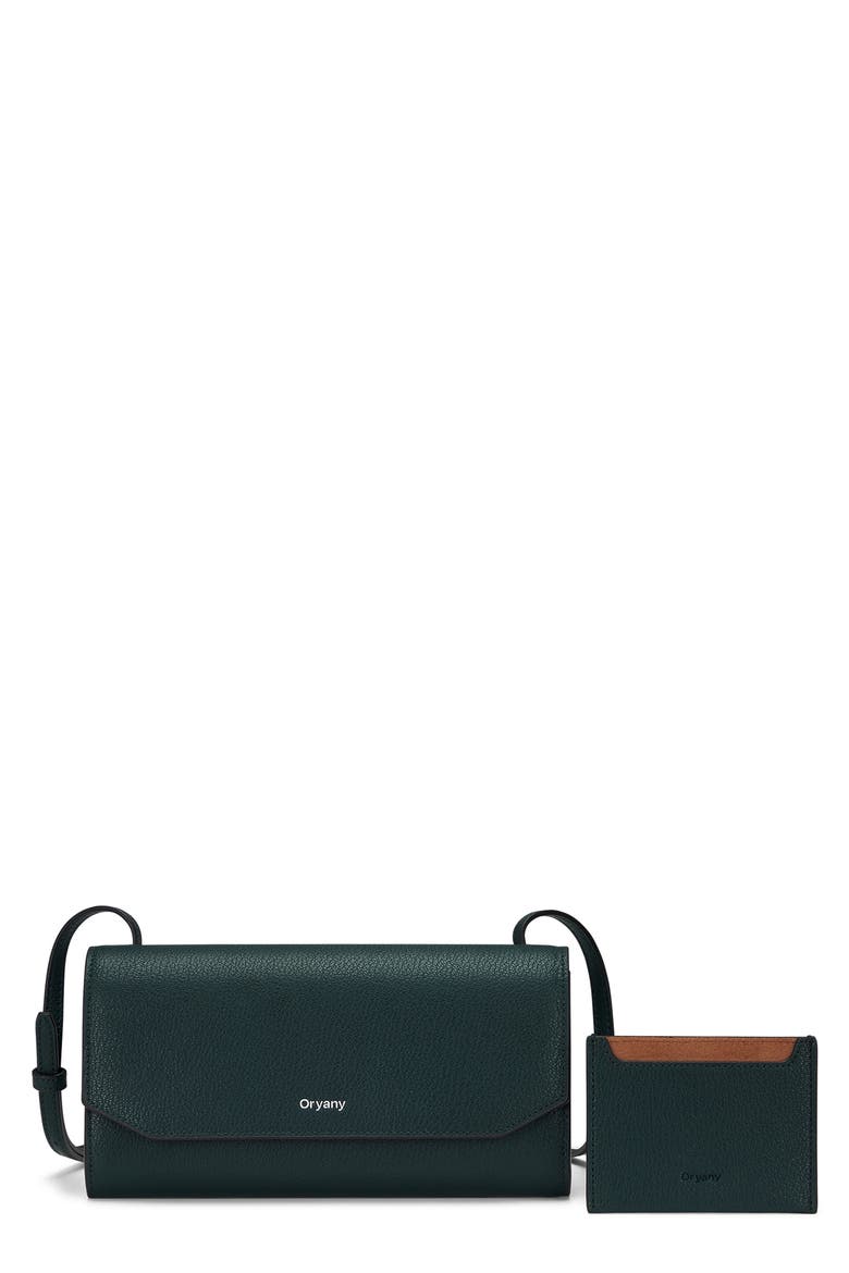 Mandy Leather Crossbody Wallet, Main, color, DARK GREEN