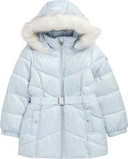 Michael Kors Kids' Stadium Puffer Jacket with Removable Faux Fur Trim Hood