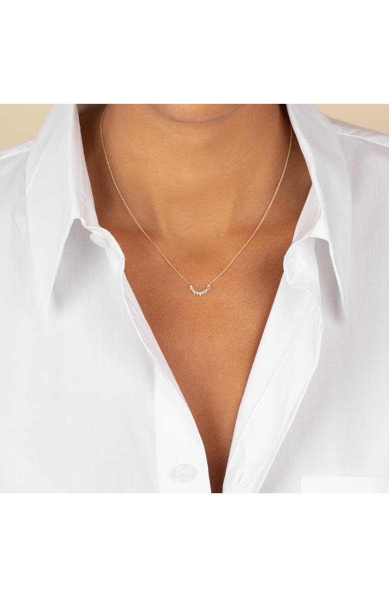 BY ADINA EDEN Diamond Baguette X Solitaire Curved Bar Necklace 14K, Alternate, color,