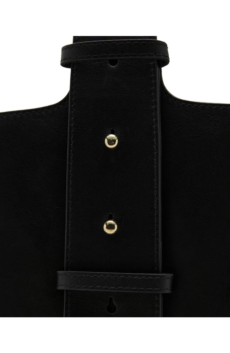 MANGO Leather Bucket Bag, Alternate, color, Black