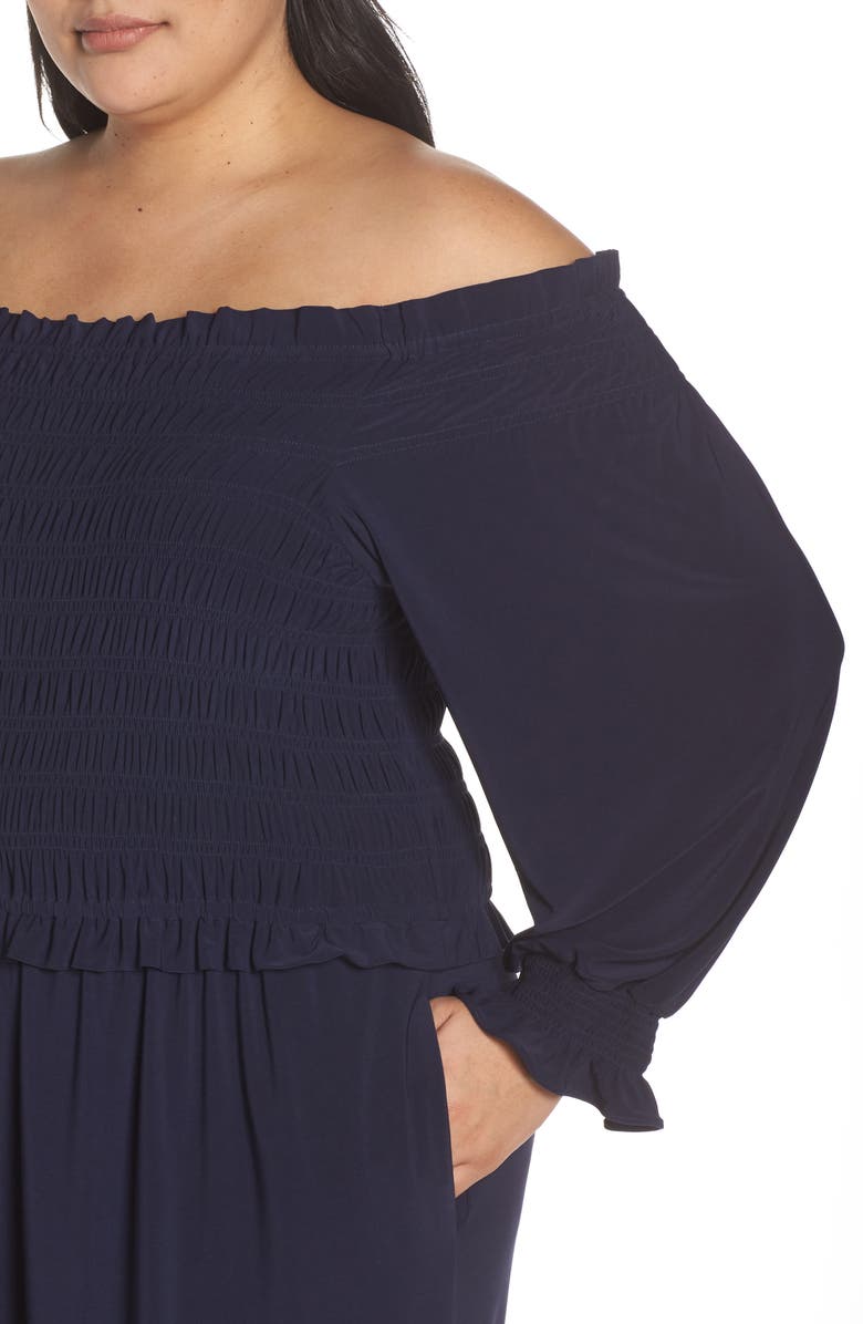 Chelsea28 Long Sleeve Off the Shoulder Smocked Jumpsuit, Alternate, color,