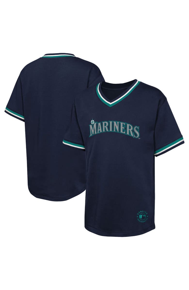 Outerstuff Youth  Navy Seattle Mariners Relief Pitcher V-Neck T-Shirt, Main, color, 