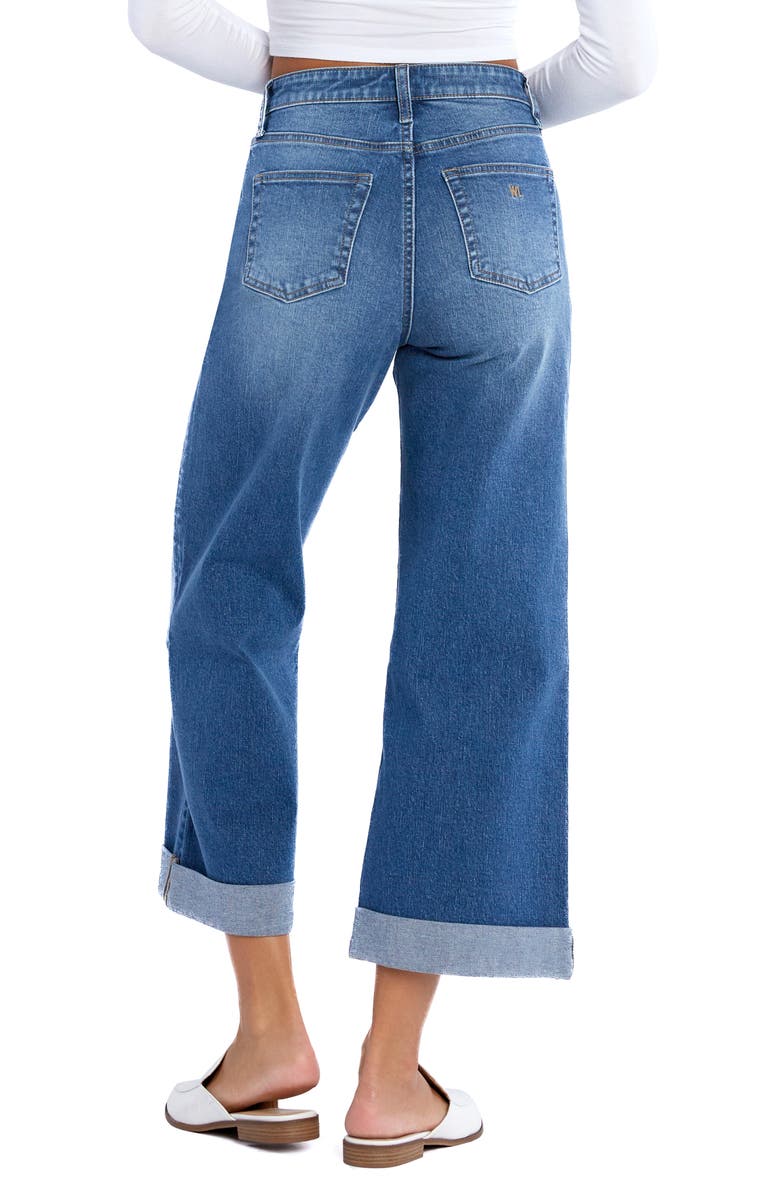 Wash Lab Denim High Waist Cuffed Wide Leg Painter Jeans, Alternate, color, Relaxed Blue
