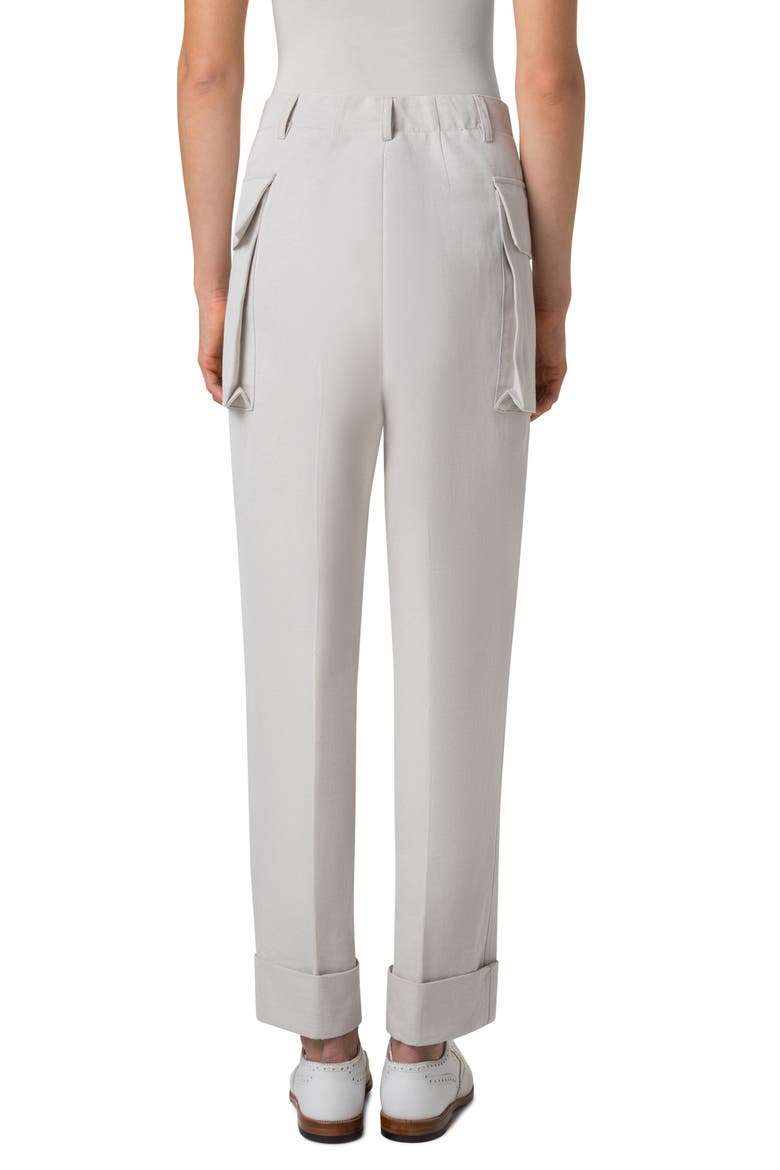 Marley High Waist Cotton & Linen Twill Cargo Pants, Alternate, color, GREIGE