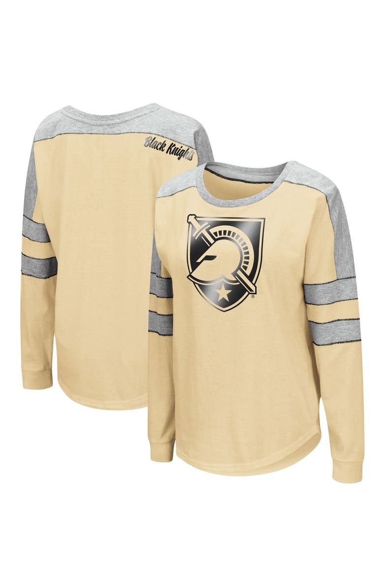 COLOSSEUM Women's Colosseum Gold Army Black Knights Trey Dolman Long Sleeve T-Shirt, Main, color,