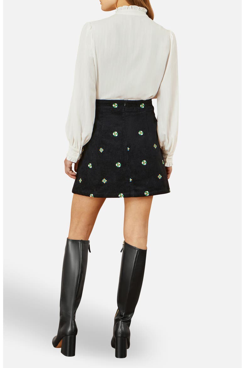 Flower Embroidered Cord Mini Skirt, Alternate, color, Black