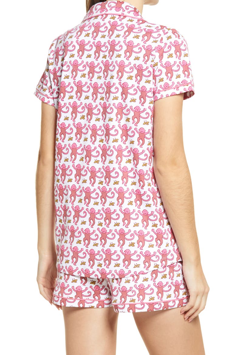Monkey Polo Short Pajamas, Alternate, color, PINK