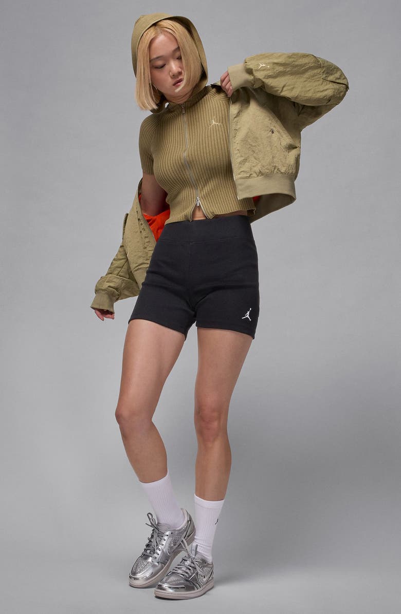 Jordan Brooklyn Essentials Bike Shorts, Alternate, color, Black/ White