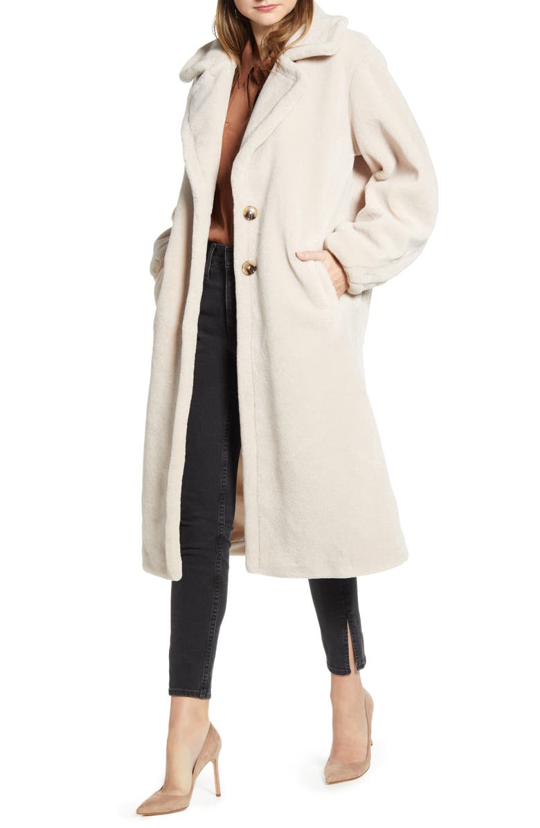 Something Navy Faux Shearling Teddy Coat, Main, color, 