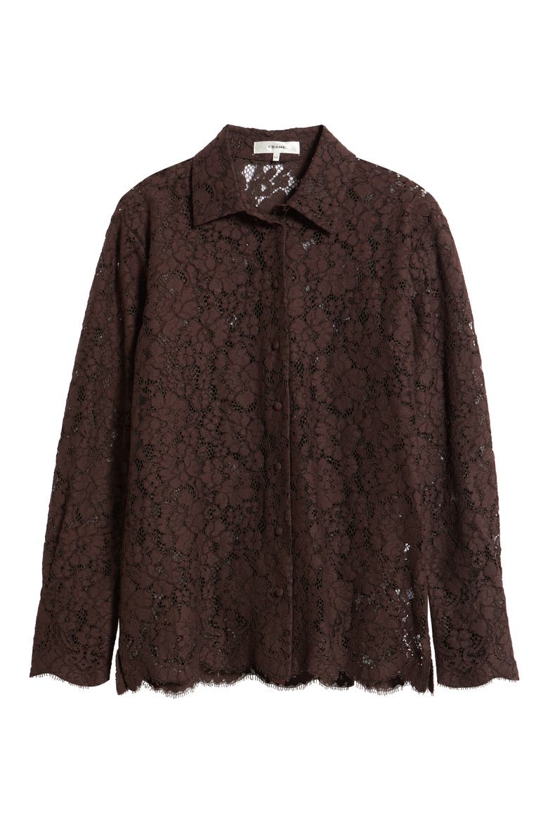 The Lace Standard Button-Up Shirt, Main, color, MAHOGANY