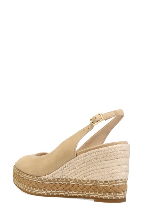 Pelle Moda Eleny Slingback Espadrille Platform Wedge Peep Toe Sandal In Latte