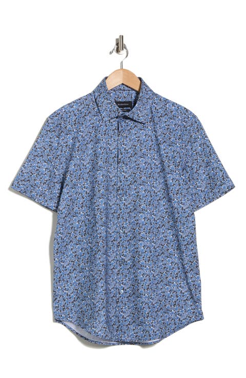 Print Short Sleeve Button-Up Shirt