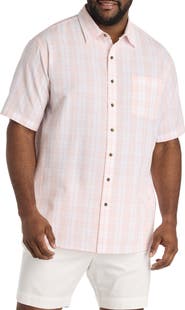 Oak Hill by DXL Big & Tall Seersucker Plaid Sport Shirt