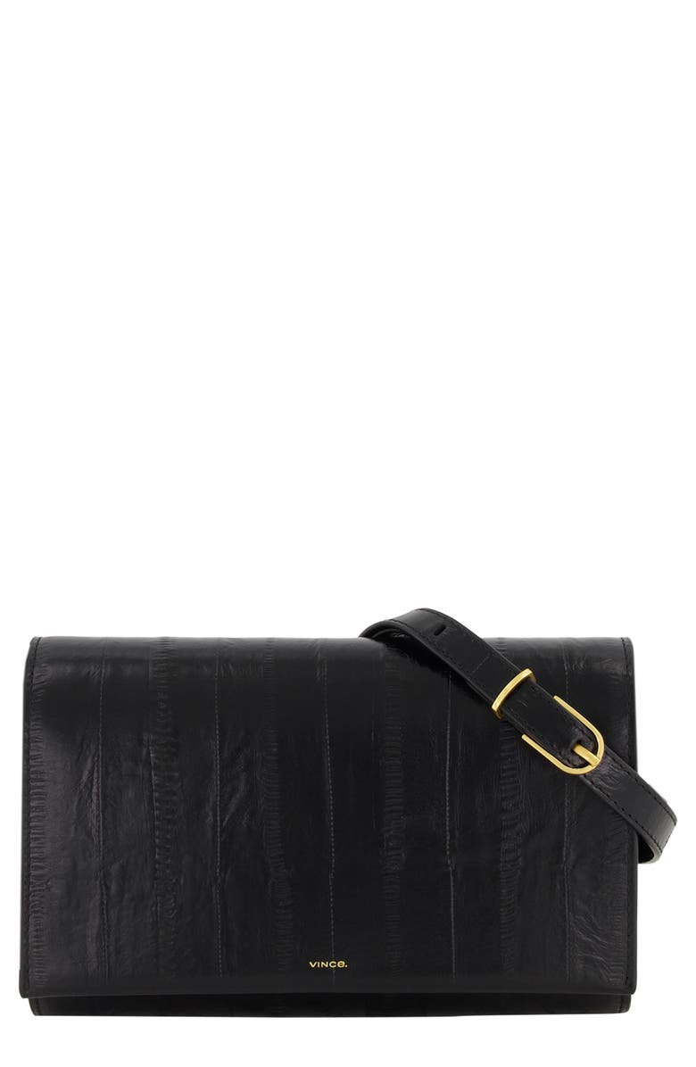 Vince Eel Embossed Leather Wallet on a String, Main, color, Black