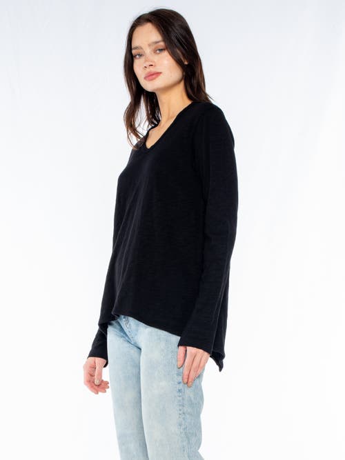 Wilt Clothing Long Sleeve Shrunken Boyfriend Top In Black
