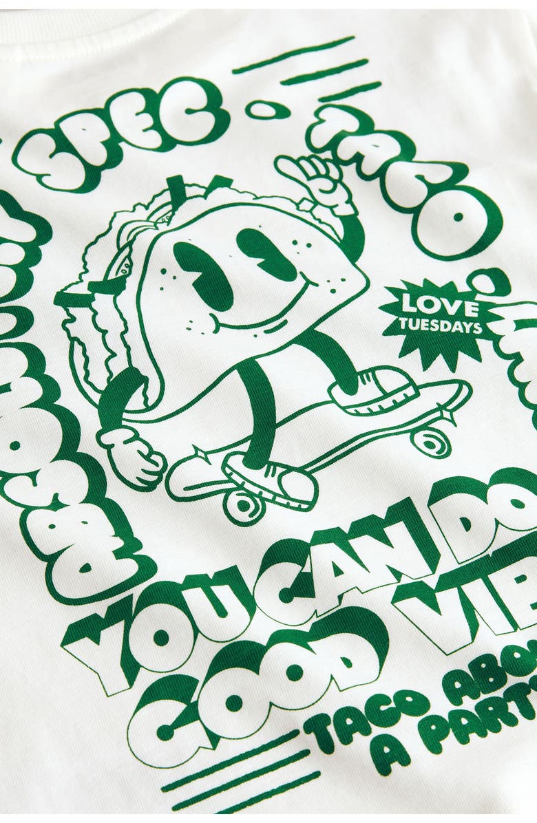 NEXT Kids' Taco Party Long Sleeve Cotton Graphic T-Shirt, Alternate, color, White