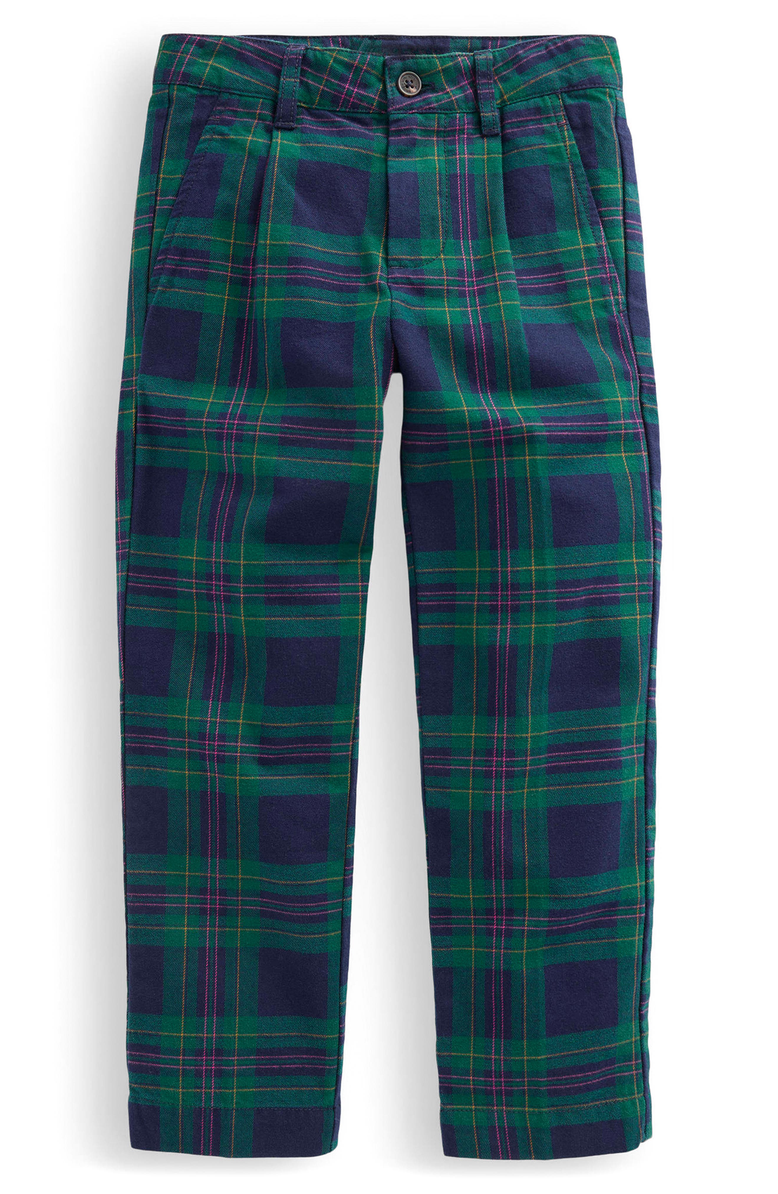Mini Boden Kids' Smart Plaid Cotton Flannel Pants