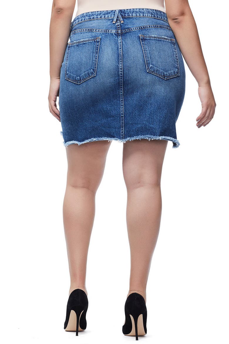 The Stagger Cutoff Denim Miniskirt, Alternate, color, BLUE 172