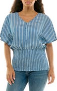 Nina Leonard Striped Smock Top