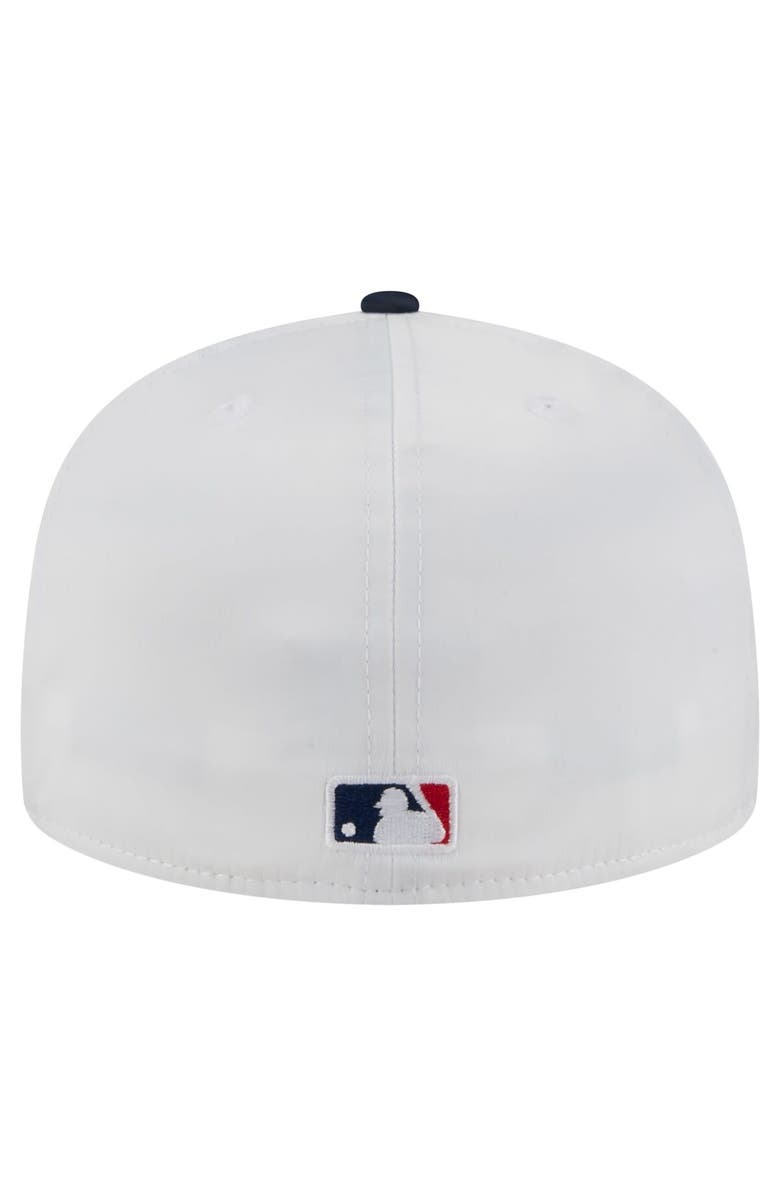 New Era Men's New Era White/Navy Houston Astros Satin 59FIFTY Fitted Hat, Alternate, color, White