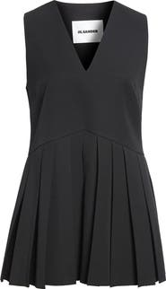 Jil Sander Pleated Wool Gabardine Top