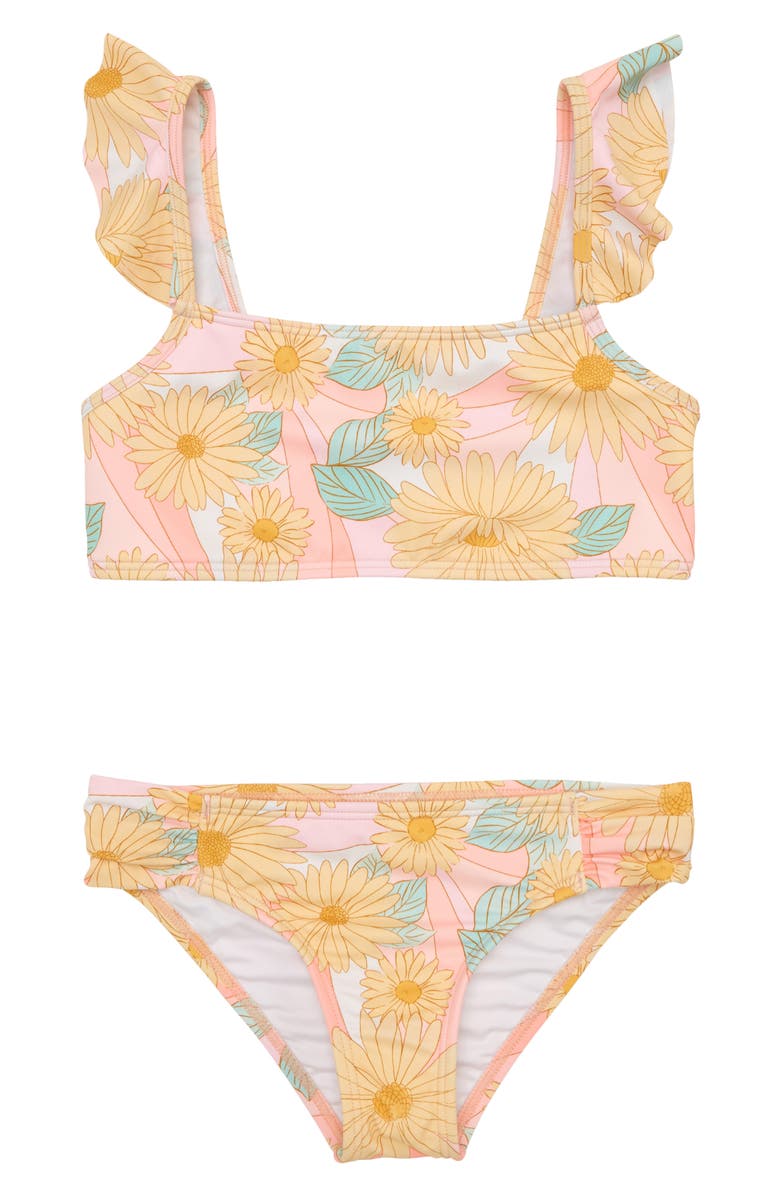 Billabong Kids' Sweet Sunset Ruffle Swim Top, Main, color,