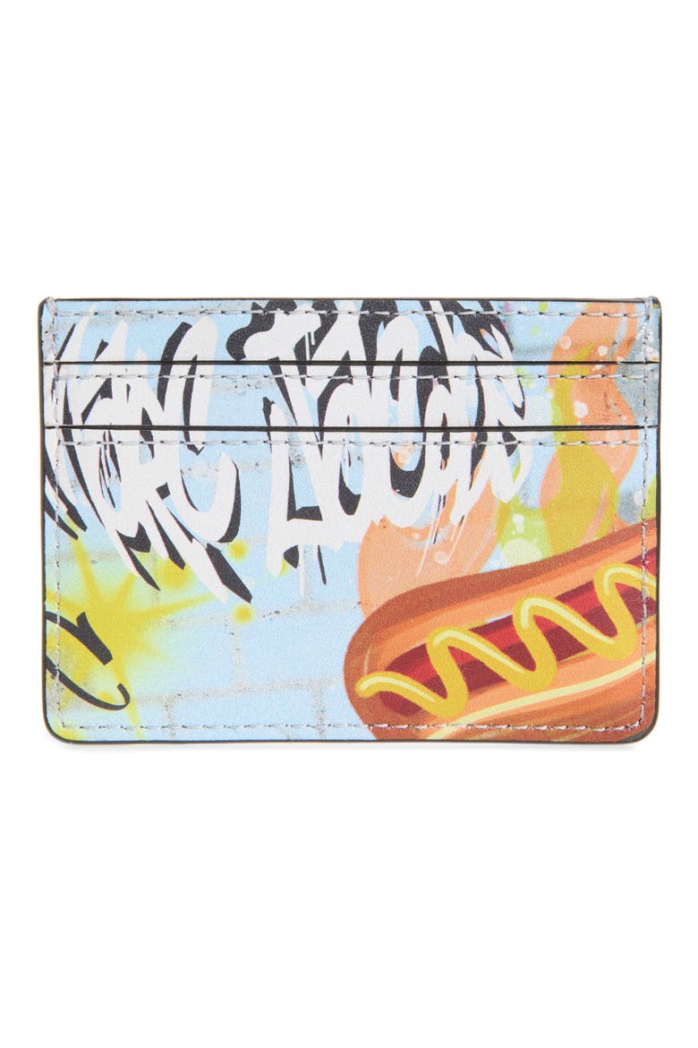 Graffiti Hot Dog Card Case, Main, color, MULTI