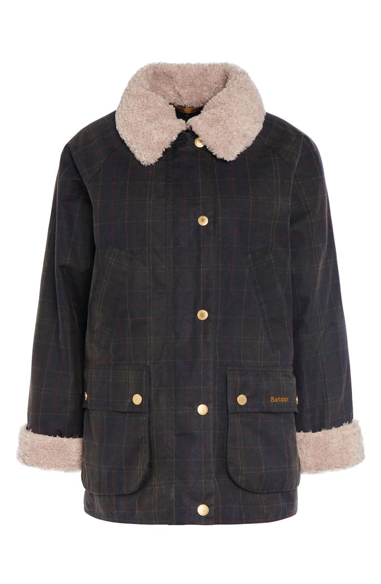 Barbour Swainby Windowpane Plaid Waxed Cotton Barn Jacket, Alternate, color, 