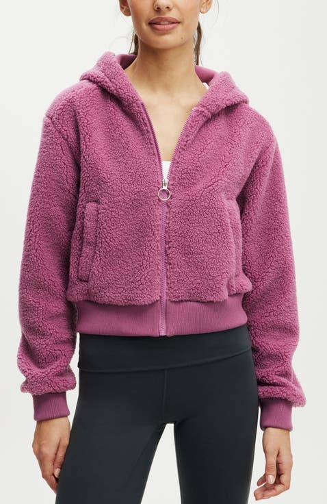 Women's Active Hooded Soft Fleece Zip Through Jacket
