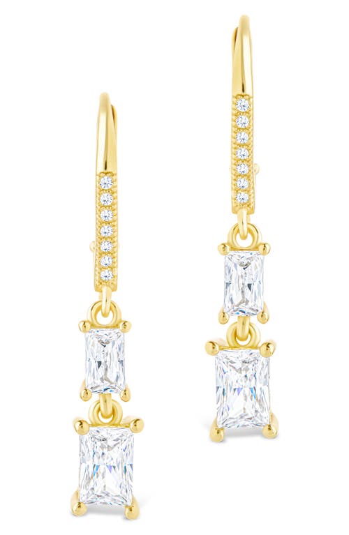 Sterling Forever Eulalia Emerald Cubic Zirconia Drop Hoop Earrings In Gold